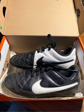 Nike Kids Black and White Indoor Soccer Sneakers